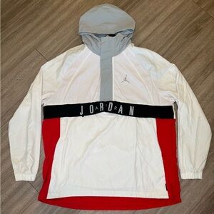 Jordan Red and White Windbreaker with Hood